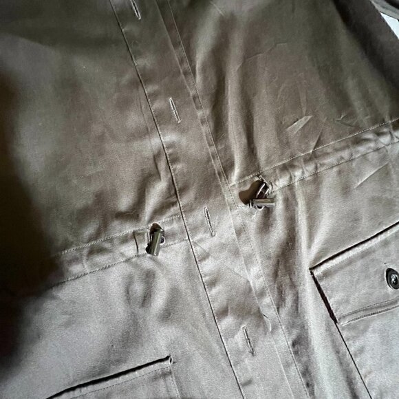 Chico's Army Green Field Jacket Lightweight Cinched Waist Pockets Shacket Med/1 - Picture 4 of 11